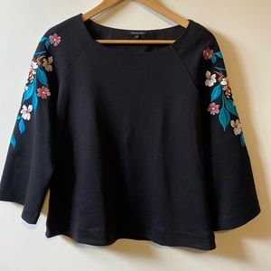 Massimo Dutti Embroidered Floral Sweater